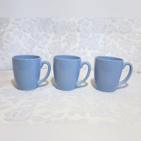 Vintage Three Corelle Light Periwinkle Country Blue Stoneware Coffee Mug Tea Cup - Picture 5 of 17